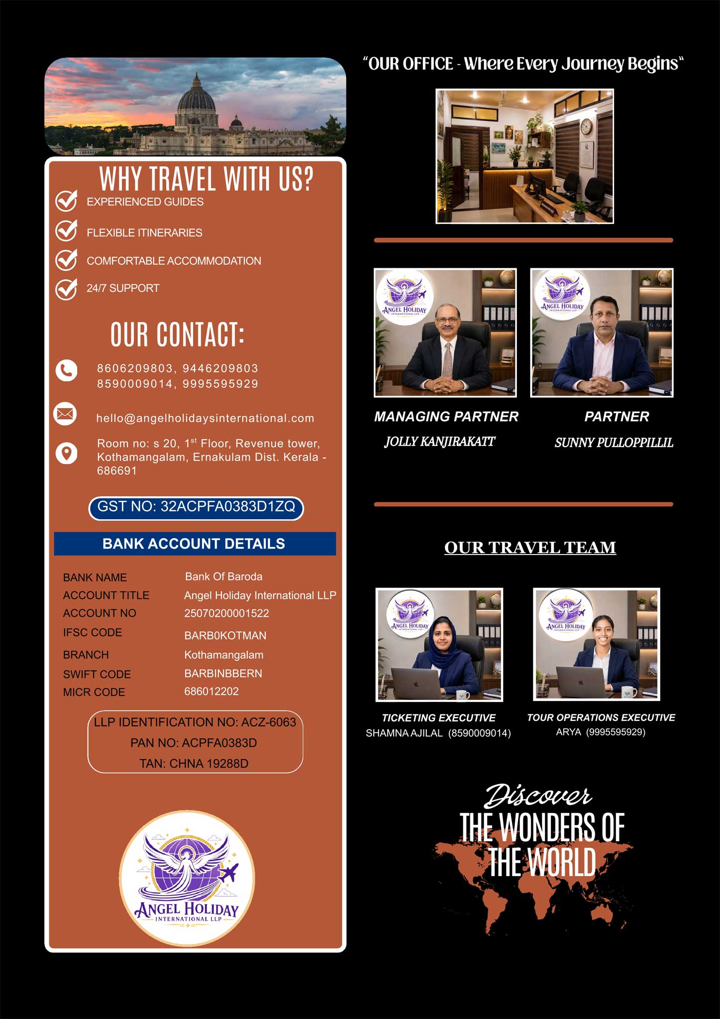 Angel Holiday International LLP travel services and destinations poster